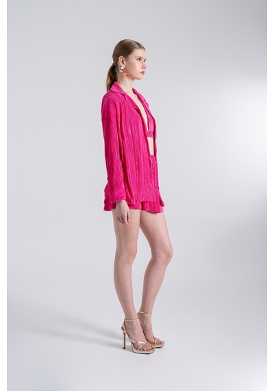 Holly Lolly Oversize Düğme Kapamalı Comfy Oversize Gömlek Pembe