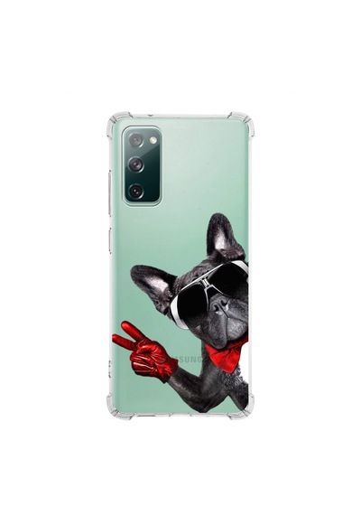 Samsung Galaxy S20 Fe Uyumlu Köpek 2 Baskılı Şeffaf Köşe Korumalı Antişok Kılıf