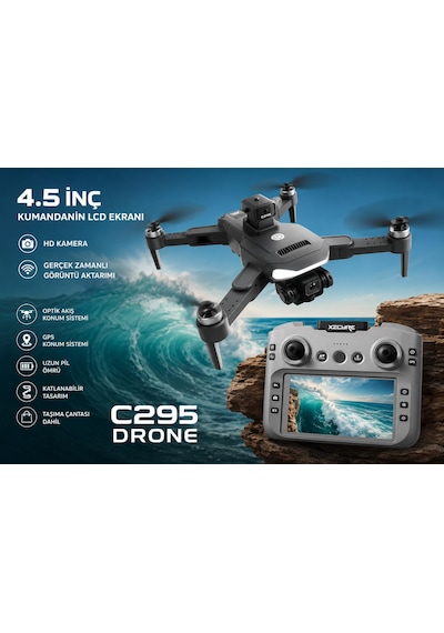 C29s Gps Drone Ekranlı Kumanda Özel Öantalı Led Işıklı 360 Derece Engel Algılamalı Profesyonel Hd Hava Dronu Elektirikli Lens 50x Zoom Fırçasız Motor Katlanabilir Tasarımı