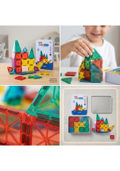 Seyahat Tipi Metal Kutulu Mini Magnetic Yapı Blokları 3d Puzzle 32 Parça