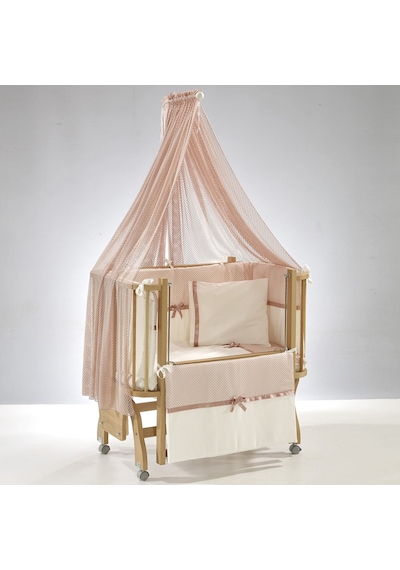 Meltem Kids Mood Sallanır Ahşap Anne Yanı Beşik 50 x 90 CM Naturel Pembe