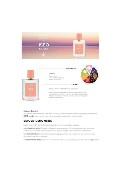 Aqua Di Polo 1987 Iseo Sense Kadın Parfüm EDP 50 ML
