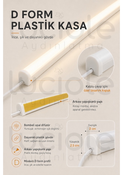 220v Günışığı Led Bar 100 Cm Fişli Anahtarlı Yapışkanlı Tezgah Altı Dolap İçi Aydınlatma