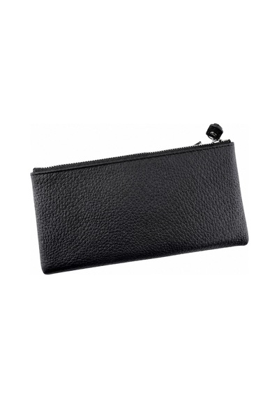 Alphaclub Bag Unisex Hakiki Deri Siyah Renk Fermuarlı Çok Bölmeli Uzun Cüzdan