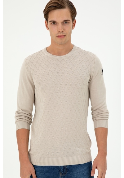U.S. Polo Assn. Erkek Slim Fit Bisiklet Yaka Taş Kazak 50297055-VR049 U.S. Polo Assn. Erkek Slim Fit Bisiklet Yaka Taş Kazak 50297055-VR049
