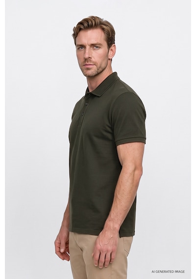 AC&Co / Altınyıldız Classics Altinyildiz Classics Erkek Haki Slim Fit Dar Kesim Polo Yaka %100 Pamuk Kısa Kollu Tişört 4A4820200001HAKS Haki
