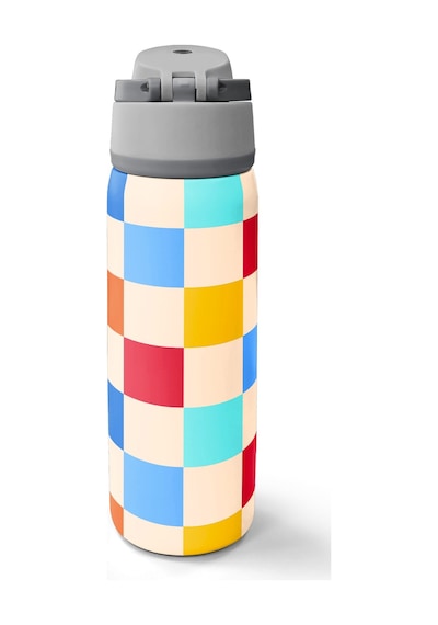 Coral High Çok Renkli Dama Desenli Pipetli Ve Direkt İçim Çelik Termos 800 Ml 38503 Çok Renkli