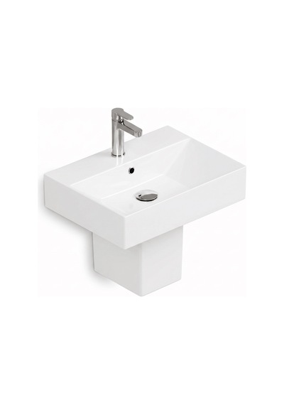 Isvea Sistema Z Kare Lavabo 50 X 42 Cm + Yarım Ayak Seti Batarya Delikli Beyaz Isv.36.08.03.01
