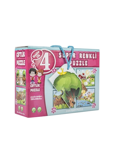 DIYTOY Dıy Toy Çiftlik Süper Renkli Puzzle 4 Adet Puzzle