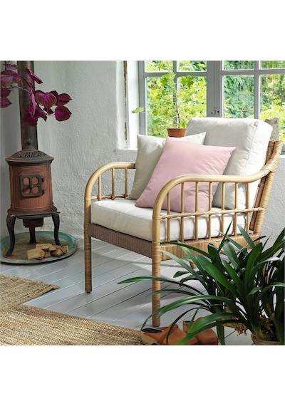 Ikea Beyaz Şık Berjer Koltuk - Rattan Koltuk
