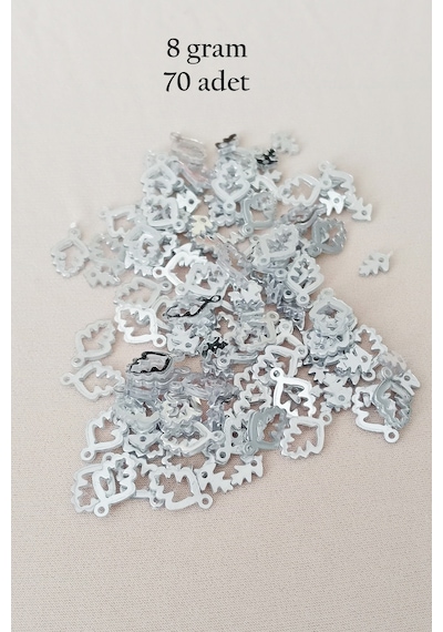 Oya Abiye Bileklik Kolye Pleksi Metalik Plastik Pul Gümüş Renk 8 Gram 70 Adet - Bnc513