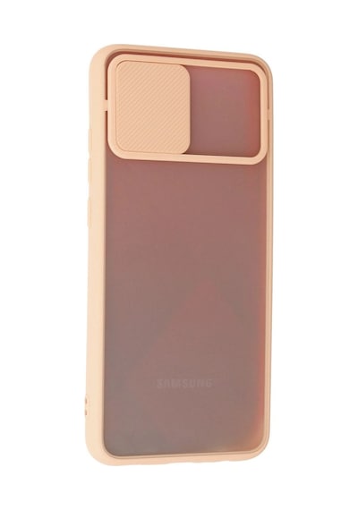 Samsung Uyumlu Galaxy A02s Kılıf Palm Buzlu Kamera Sürgülü Silikon - Pembe Çok Renkli