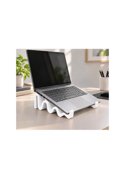Violet Dalgalı Görünümlü Laptop Standı - Beyaz