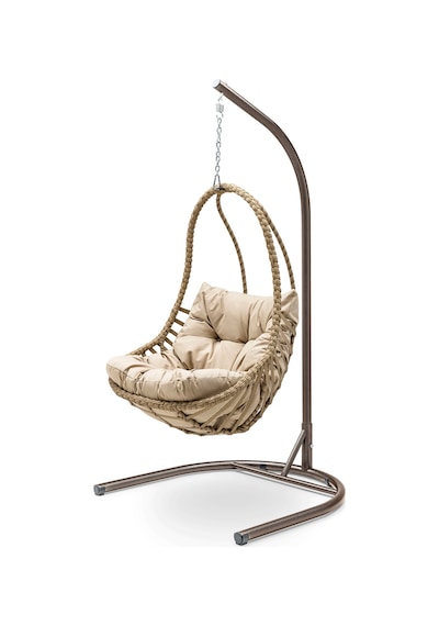 Premium Rattan Salıncak El Örgüsü Bahçe & Balkon & Teras & Ev Salıncağı Kahverengi