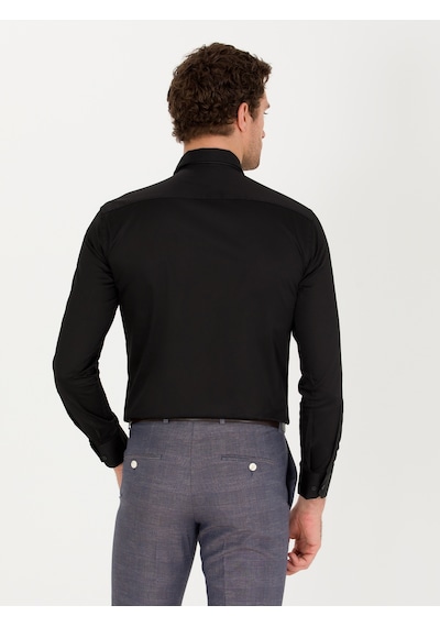 Cacharel Siyah Slim Fit Uzun Kollu Basic Gömlek