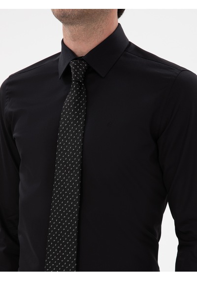 Cacharel Siyah Slim Fit Klasik Yaka Basic Gömlek