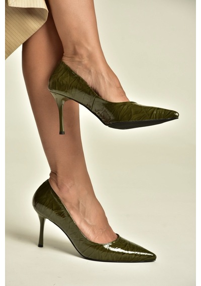 Fox Shoes Z676050008 Yeşil Rugan İnce Topuklu Kadın Stiletto Ayakkabı