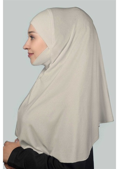 Altobeh Hazır Türban Peçeli Pratik Eşarp Tesettür Nikaplı Hijab - Namaz Örtüsü Sufle (XL) - Koyu Krem