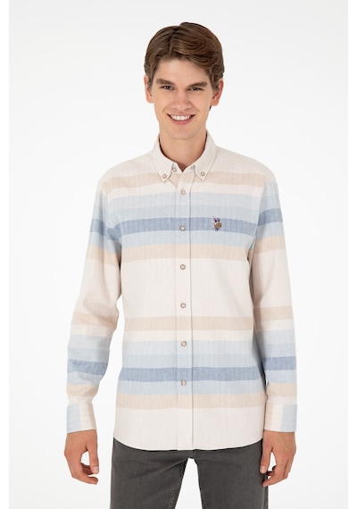 U.s. Polo Assn. Erkek Camel Gömlek Desenli 50298079-vr015 Camel