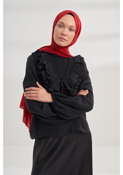Armanda Cotton Monogram Geometrik Desen Şal 3120 Kırmızı