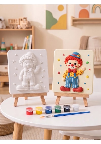 Sevimli Palyaço 15x15 Taş Boyama Seti Çocuk Ve Yetişkin Hobi Seti