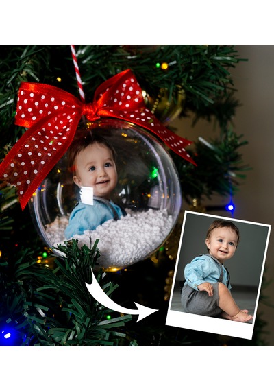 Yılbaşı Topu Resimli Yılbaşı Ağacı Süsü Bebek, Aile, Hayvan Fotoğraflı Yeni Yıl Dekorasyon Hediyesi, Yılbaşı Hediyeleri 10cm