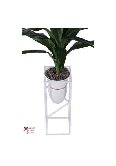 Yapay Çiçek Sitesi Metal Sütun Saksıda Yapay Egzotik Dracaena Ağacı 150 Cm Yeşil