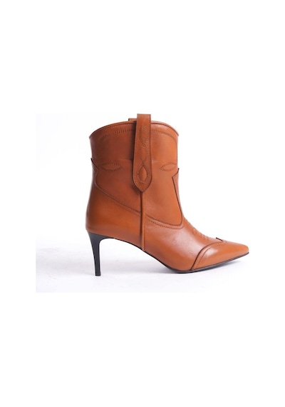 Mubiano Hakiki Deri Collection İnce Topuklu Western Bot Taba - Mcsr1924 - Tb Taba