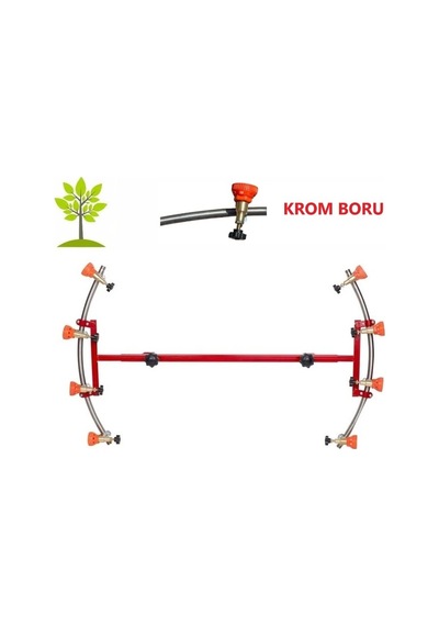 Tarım Garaj 4+4 Başlıklı Hilal Tip İlaçlama Makina Aparatı Krom Boru