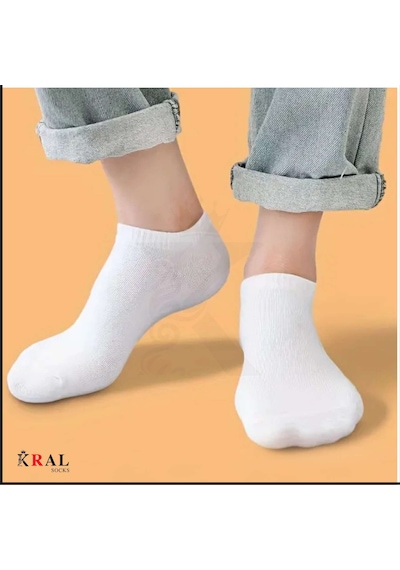 Kral Socks Kadın - Erkek 20 Çift Düz Desen Ekonomik Bilek Boy Patik Ço...