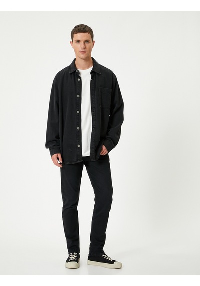 Koton Brad Jean Slim Fit Erkek Kot Pantolon 5WAM40042ID Siyah