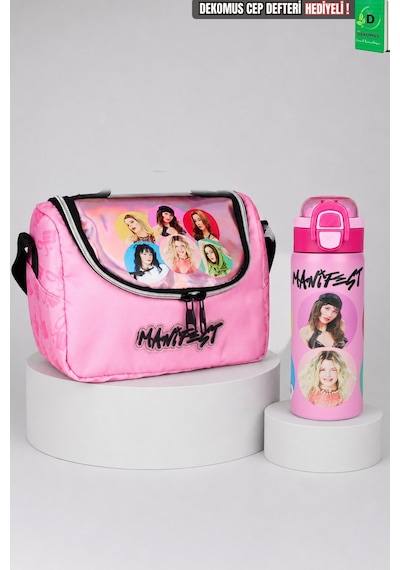 X Dekomus Lisanslı Manifest Toz Pembe Collection Termoslu Beslenme Çantası Ve 600 Ml Çelik Matara Seti Altın
