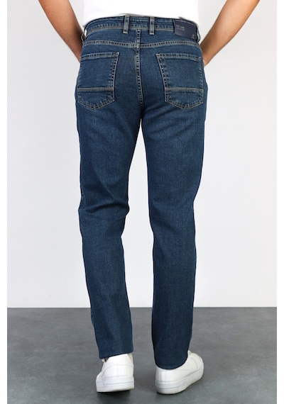 Erkek Okyanus Mavisi Regular Fit Boru Paça Esnek Likralı Denim Jeans Kot Pantolon HLTHE001976 Mavi