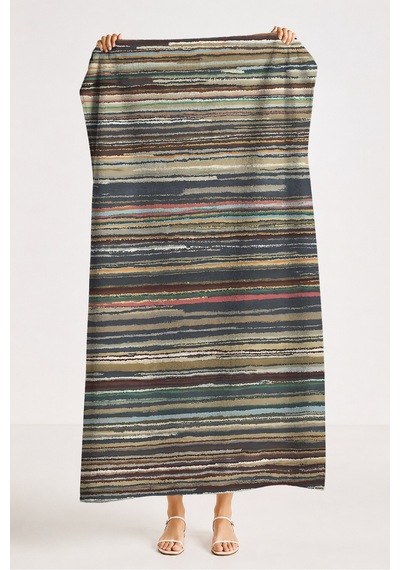 Çizgili Bohem Etnik Plaj Havlusu - Modern Akdeniz Stil Antrasit Bej Hızlı Kuruyan Mikrofiber Havlu Donuk Armut
