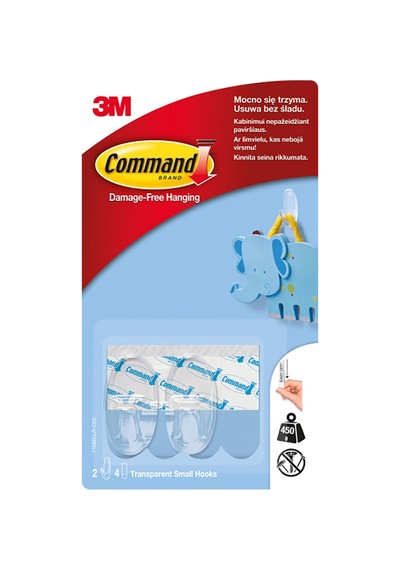 Command 17092 Küçük Şeffaf Askı - 3 Adet Tarı