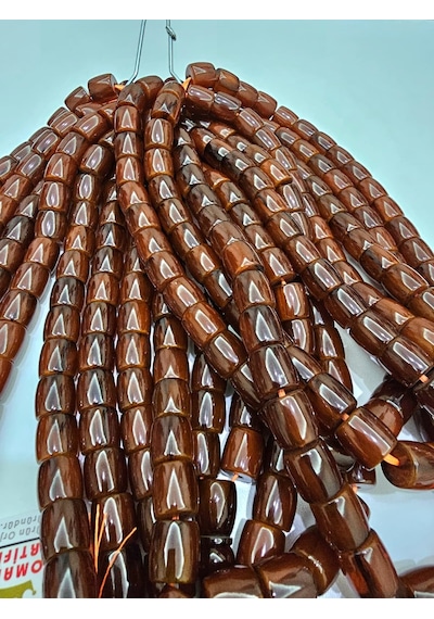 Omari İmzalı Sertifikalı Alman Faturan Sıkma Kehribar Tesbih 13x13 Mm Teker Kesim