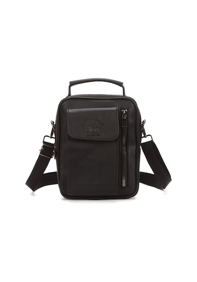 Newish Polo Erkek Deri Kapaklı Omuz Ve El Çantası 17x22cm New337 - Siyah