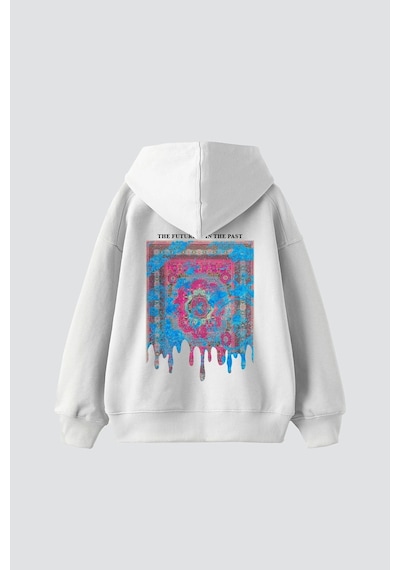 Tarzsokak Liquid Rug Baskılı Oversize Unisex Beyaz