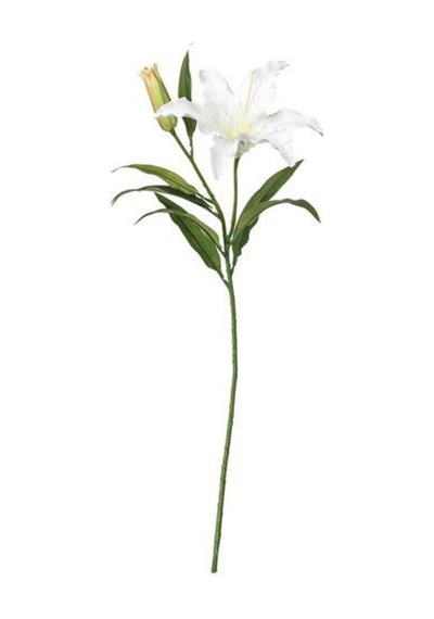 Yapay Çiçek, Zambak-Beyaz Meridyendukkan 85 Cm 1 Dal Beyaz Çiçek