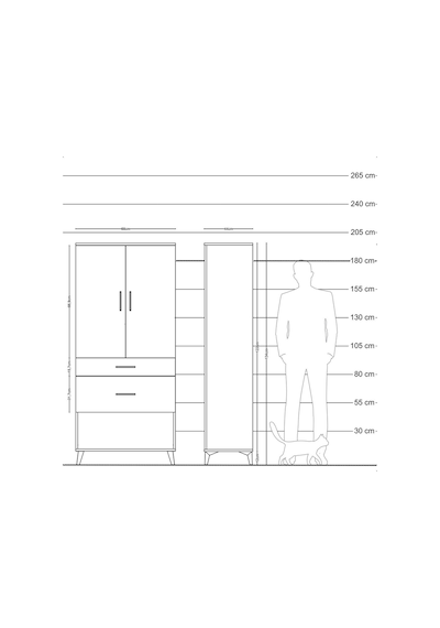 Hyperion Dolap Tek Raflı 2 Çekmeceli Tek Askılı 88x44x195 Antrasit-antrasit Antrasit