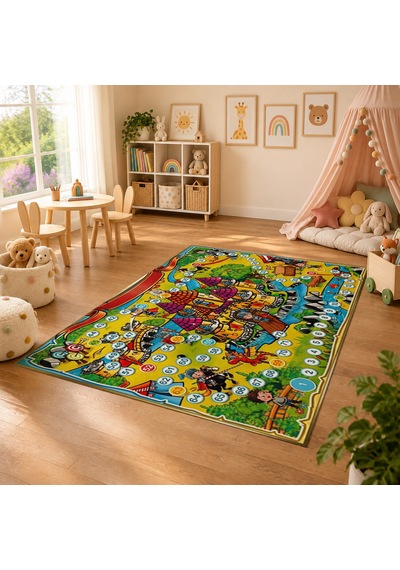 Kartela Halı Orta Çağ Macerası Sayılı Kaymaz Taban Çocuk Oyun Halısı - 60 X 90 Cm Çok Renkli