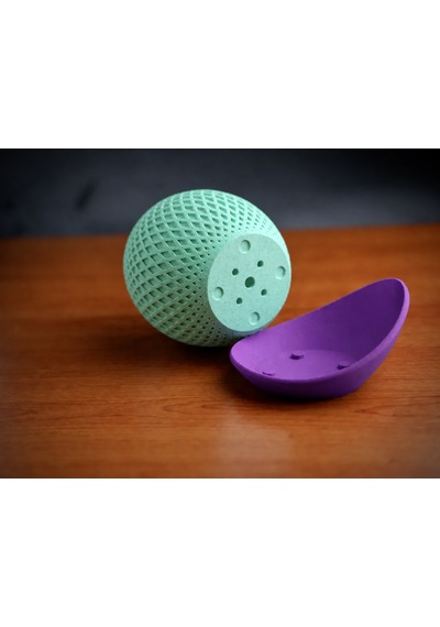 3d Baskı Küre Saksı - Kafes Dokulu İki Parçalı Dekoratif Saksı - Mint-mor