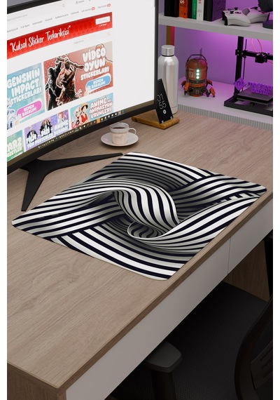 Realistik Çizgi Kaymaz Dikişli Kauçuk Oyuncu Mousepad V5 - 48x40 Xl Gaming Mouse Pad Fare Altlığı
