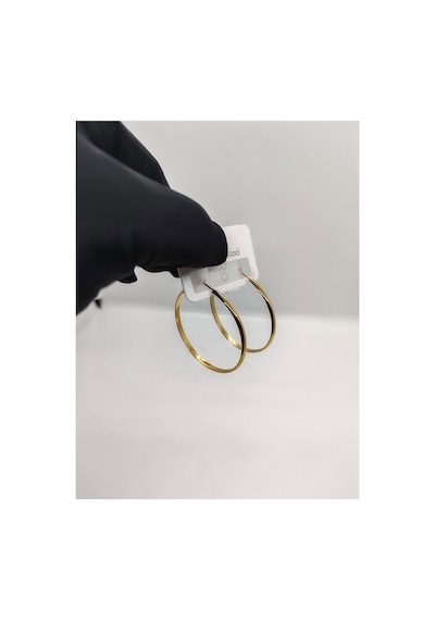 Halka Küpe 4cm Çaplı Çelik Altın