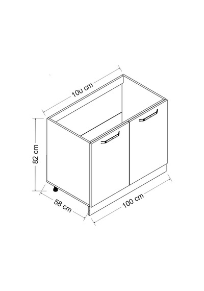 Minar 100 Cm Mutfak Dolabı Beyaz 100-B2-Alt Modül Beyaz