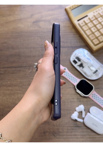 Redmi Note 14 Pro 5g Uyumlu Premium Deri Dokulu Darbelere Karşı Dayanıklı Nazal Silikon Kılıf Lacivert