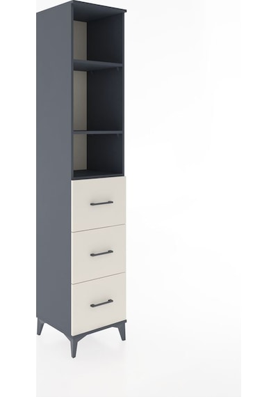 Hyperion Dolap 3 Raflı 3 Çekmeceli 44x44x221 Antrasit-aytaşı Antrasit