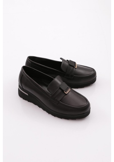 Dgn 691 Kadın Loafer Ayakkabı Siyah Napa