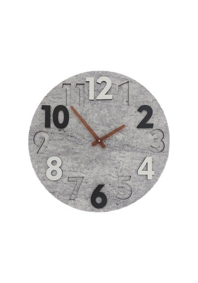 CajuArt Modern Yuvarlak Siyah Beyaz Kabartma 40 cm Duvar Saati Beyaz