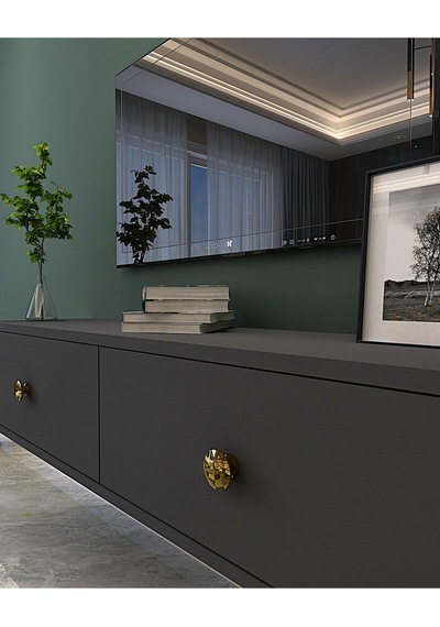 Tda1202a - Zuzu Duvara Montaj Tv Stand Antrasit-gold 120cm Antrasit / Koyu Gri